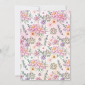 フローラウモダンォーターカラー誕生日パーティーの招待 招待状 (裏面)