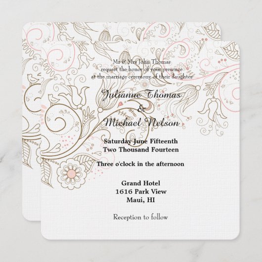 フローラウ結婚ィムシー 招待状 (正面/裏面)