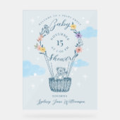 フローラエアバルーンテディベア青ベビーシャワー アクリルサイン (正面)