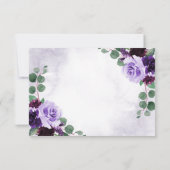 フローラエアリーパープルとシルバーウェディングRSVPカード 出欠カード (裏面)