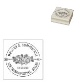 フローラエスニック矢印バラ花ラウンドアドレスV2b ラバースタンプ (押印)