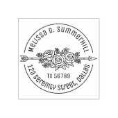 フローラエスニック矢印バラ花ラウンドアドレスV2b ラバースタンプ (インプリント)