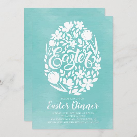 フローラエッグイースターディナーパーティの招待状 招待状 (正面/裏面)