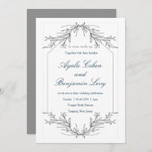 フローラエッチングフレームユダヤ式ウェディングカード 招待状 (正面/裏面)