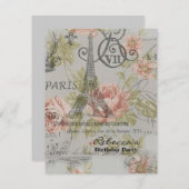 フローラエッフェルタワーパリの誕生日パーティー 招待状 (正面/裏面)