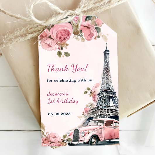 フローラエッフェルタワーパリ1st誕生日パーティー ギフトタグ