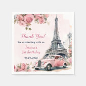 フローラエッフェルタワーパリ1st誕生日パーティー スタンダードカクテルナプキン (正面)