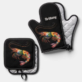 フローラエビカスタムアート 鍋つかみ&鍋敷きセット (正面/裏面)