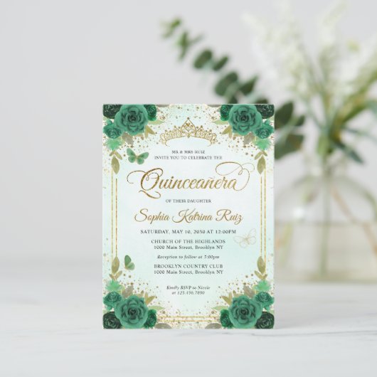 フローラエメエレガントラルドグリーングラム金ゴールドキンセアニラ ポストカード (スタンド正面)