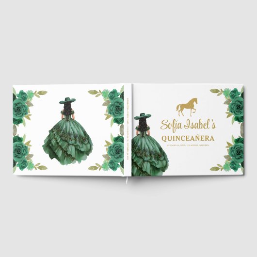 フローラエメラルドグリーンドレス誕生日キンセアニェラ ゲストブック (全面)