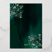 フローラエメラルドグリーンドレス誕生日キンセアニェラ 箔招待状 (裏面)