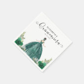 フローラエメラルドグリーンプリンセスドレスキンセアニェラ スタンダードカクテルナプキン (角)