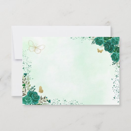 フローラエメラルドグリーンプリンセス誕生日キンセアニェラ セーブザデート (裏面)