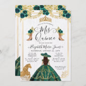 フローラエメラルドグリーン金ゴールドティアラチャラキンセアニェラ 招待状 (正面/裏面)