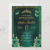 フローラエメラルドグリーン金ゴールドバタフライキンセアニェラ 招待状 (正面)