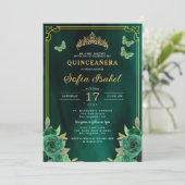 フローラエメラルドグリーン金ゴールドバタフライキンセアニェラ 招待状 (スタンド正面)