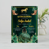 フローラエメラルドグリーン金ゴールドブーツホースキンセアニェラ 箔招待状 (立ち正面)