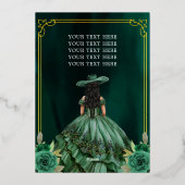 フローラエメラルドグリーン金ゴールドブーツホースキンセアニェラ 箔招待状 (裏面)