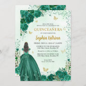 フローラエメラルドグリーン金ゴールドプリンセスキンセアニェラ 招待状 (正面/裏面)