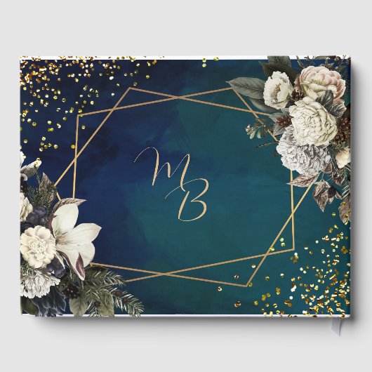 フローラエメラルドグリーン金ゴールド結婚リース ゲストブック (裏面)