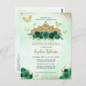 フローラエメラルドモダングリーン金ゴールドティアラキンセアニラ ポストカード (正面/裏面)