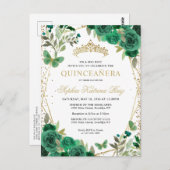 フローラエメラルドモダングリーン金ゴールドティアラキンセアニラ ポストカード (正面/裏面)