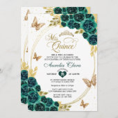 フローラエメラルド金ゴールドティアラバタフライキンセアニラ 招待状 (正面/裏面)