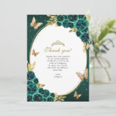 フローラエメラルド金ゴールドバタフライキンセニェラ写真 サンキューカード (スタンド正面)