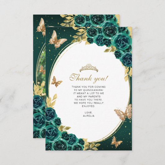 フローラエメラルド金ゴールドバタフライキンセニェラ写真 ノートカード (正面/裏面)