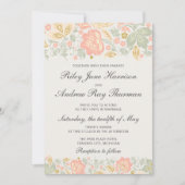 フローラエレガンスピーチ赤面クラシックセージ結婚ズ 招待状 (正面)