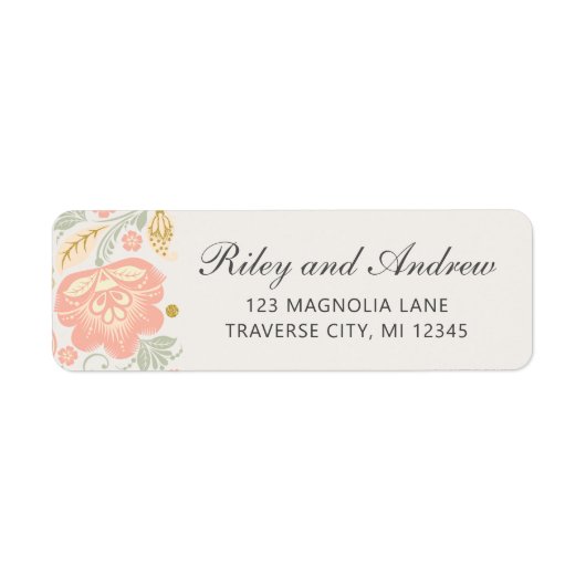 フローラエレガンスピーチ赤面セージクラシックアドレス ラベル (正面)