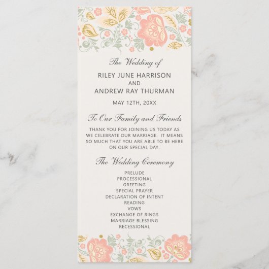 フローラエレガンスピーチ赤面結婚セージの儀式 プログラム (正面)