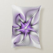 フローラエレガンスモダン抽象芸術バイオレットフラクタルアート アクセントクッション (裏面(縦))