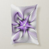フローラエレガンスモダン抽象芸術バイオレットフラクタルアート アクセントクッション (正面(垂直))
