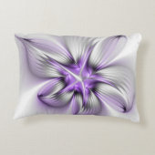 フローラエレガンスモダン抽象芸術バイオレットフラクタルアート アクセントクッション (裏面)