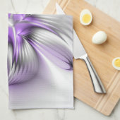 フローラエレガンスモダン抽象芸術バイオレットフラクタルアート キッチンタオル (四つ折り)