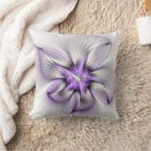 フローラエレガンスモダン抽象芸術バイオレットフラクタルアート クッション (ブランケット)