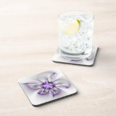 フローラエレガンスモダン抽象芸術バイオレットフラクタルアート コースター (右側)