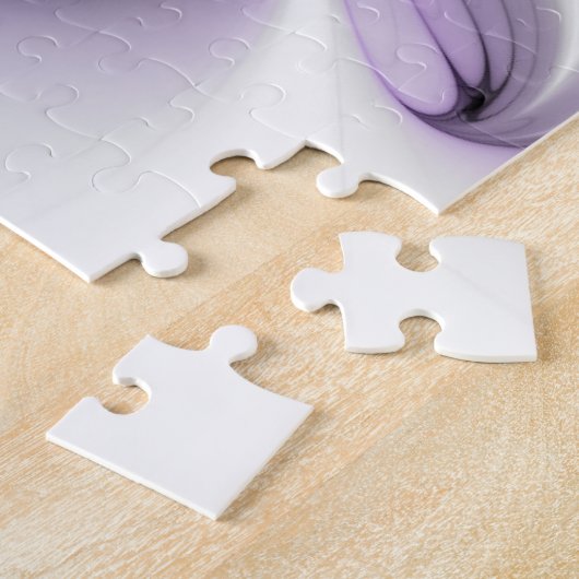 フローラエレガンスモダン抽象芸術バイオレットフラクタルアート ジグソーパズル (側面)