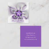 フローラエレガンスモダン抽象芸術バイオレットフラクタルアート スクエア名刺 (正面/裏面)