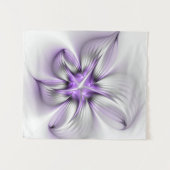 フローラエレガンスモダン抽象芸術バイオレットフラクタルアート タペストリー (正面(横))