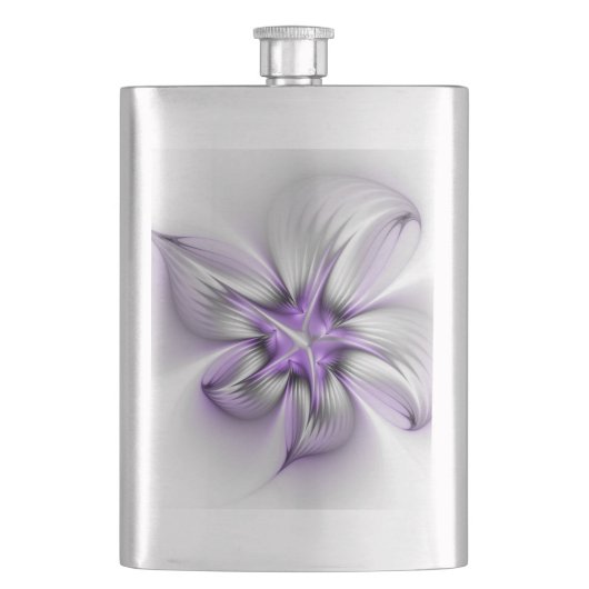 フローラエレガンスモダン抽象芸術バイオレットフラクタルアート フラスク (正面)
