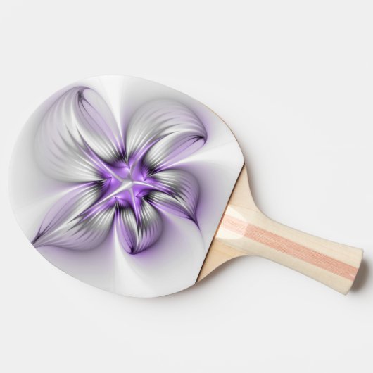 フローラエレガンスモダン抽象芸術バイオレットフラクタルアート 卓球ラケット (横)