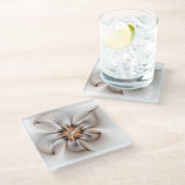 フローラエレガンスモダン抽象芸術フラクタル・アート ガラスコースター (アングル)