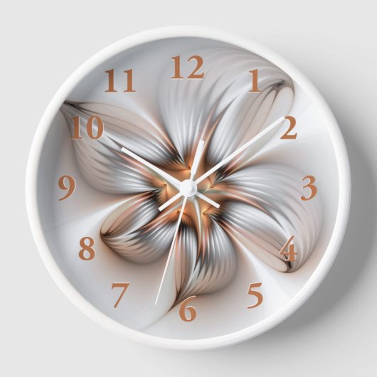 フローラエレガンスモダン抽象芸術フラクタル・アート 壁時計 (正面)