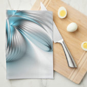 フローラエレガンスモダン抽象芸術ブルーフラクタルアート キッチンタオル (四つ折り)