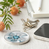 フローラエレガンスモダン抽象芸術ブルーフラクタルアート キーホルダー (側面)