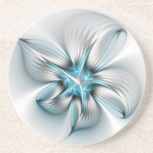 フローラエレガンスモダン抽象芸術ブルーフラクタルアート コースター