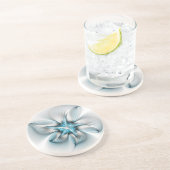 フローラエレガンスモダン抽象芸術ブルーフラクタルアート コースター (側面)