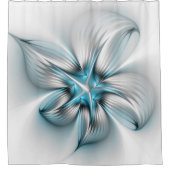 フローラエレガンスモダン抽象芸術ブルーフラクタルアート シャワーカーテン (正面)